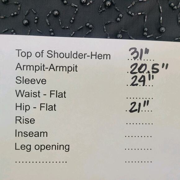 Papell Boutique Evening Black Silk Beaded Tunic Long Sleeve Top Womens Large - Picture 13 of 13